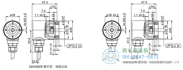 EAM360R-K - CANopen®/SAE J1939磁式絕對值重載編碼器外形及安裝尺寸(編碼器套件) - 西安德伍拓自動化傳動系統有限公司